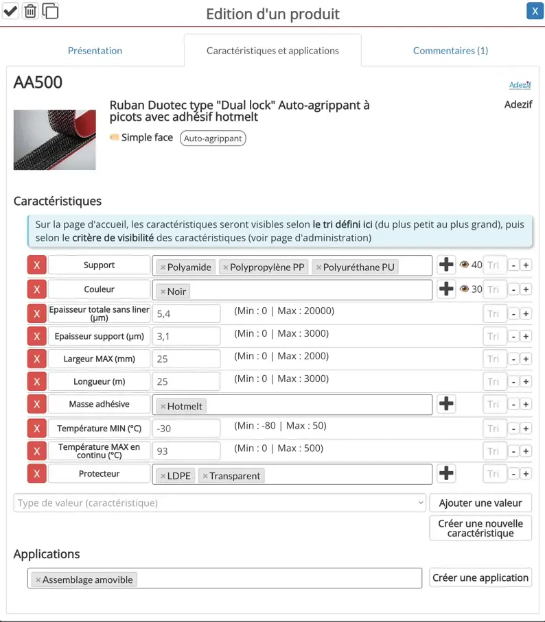 Fiche produit détaillée